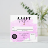 紫色のブラシストローク正方形のギフト証明書のロゴ (スタンド正面)