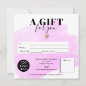 紫色のブラシストローク正方形のギフト証明書のロゴ (正面)