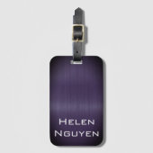 紫色のブラシ仕上げ金属ステンレス鋼名 ラゲッジタグ (正面縦)