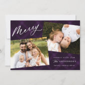 紫色のブラシ付き格子模様3枚の写真 シーズンカード (正面)