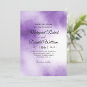 紫色のブラシ水カラー結婚式招待状 招待状 (スタンド正面)