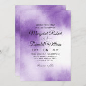 紫色のブラシ水カラー結婚式招待状 招待状 (正面/裏面)