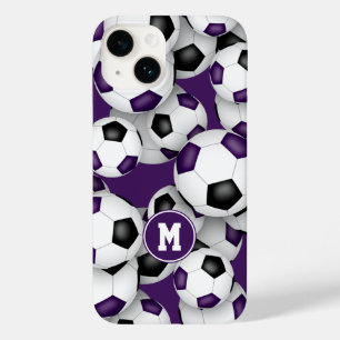 紫色のブラックサッカーチームの色のスポーツパターン Case-Mate iPhone 14ケース
