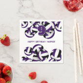 紫色のブラックチームカラーバレーボールキッズスポーツ スタンダードカクテルナプキン (インサイチュ)