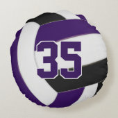 紫色のブラックバレーボールキッズスポーツルームの装飾 ラウンドクッション (裏面)