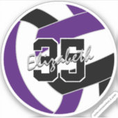 紫色のブラックバレーボールチームの色 シール (正面)