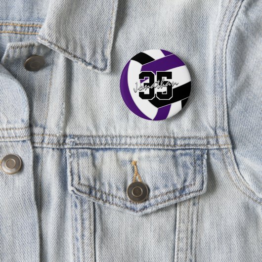紫色のブラックバレーボールチームの色 缶バッジ (インサイチュ)