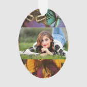 紫色のブルゴーニュ色のオレンジ色の熱帯蝶 オーナメント (正面)