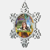 紫色のブルゴーニュ色のオレンジ色の熱帯蝶 スノーフレークピューターオーナメント (右)