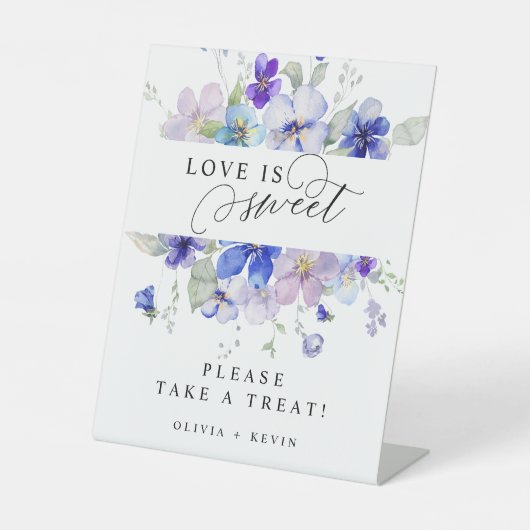 紫色のブルーネイビーレイダーヴィオラ愛は甘い好意である 台座サイン (正面)