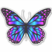 紫色のブルーバタフライカスタムカットビニールシール シール (正面)