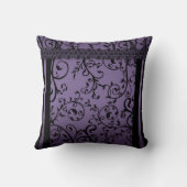 紫色のブレンドスクロール葉パターン クッション (裏面)