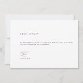 紫色のプラムのミニマルな花嫁メイド提案カード 招待状 (裏面)