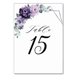 紫色のプラムシルバーフローラ開花幾何結婚の テーブルナンバー