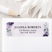紫色のプラムシルバーフローラ開花幾何結婚の ラベル (インサイチュ)