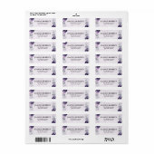 紫色のプラムシルバーフローラ開花幾何結婚の ラベル (フルシート)