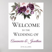 紫色のプラムピンクの牡丹が私たちの結婚店に歓迎 ポスター (正面)