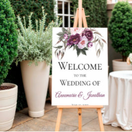 紫色のプラムピンクの牡丹が私たちの結婚店に歓迎 ポスター