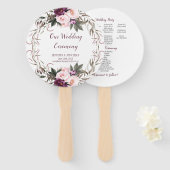 紫色のプラムラベンダー牡丹の緑のラウンドファン ハンドファン (正面&裏面)