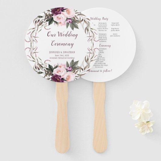 紫色のプラムラベンダー牡丹の緑のラウンドファン ハンドファン (正面&裏面)