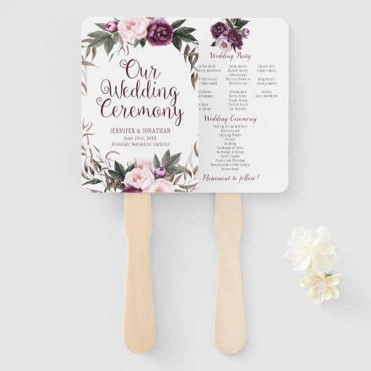 紫色のプラムラベンダー牡丹グリーンプログラムファン ハンドファン (正面&裏面)