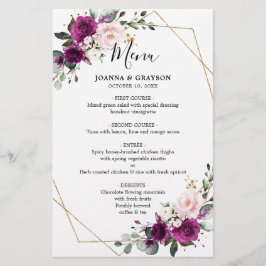 紫色のプラム赤面ピンクローズ幾何結婚メニュー