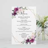 紫色のプラム赤面ピンクローズ幾何結婚メニュー (スタンド正面)