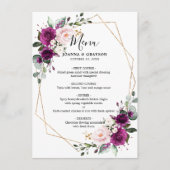 紫色のプラム赤面ピンクローズ幾何結婚メニュー メニュー (正面)