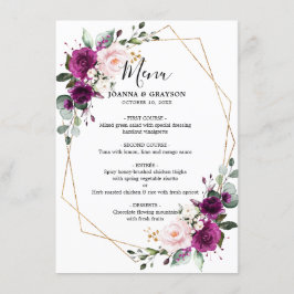 紫色のプラム赤面ピンクローズ幾何結婚メニュー メニュー