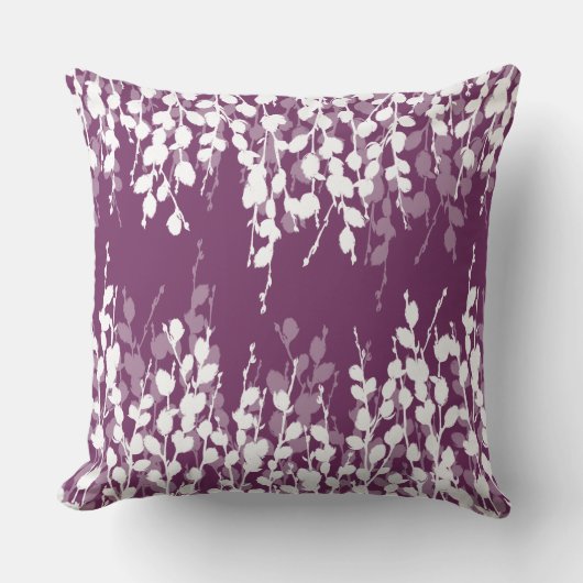 紫色のプラムPussywillow クッション (正面)