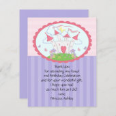 紫色のプリンセスの城は平らなカード感謝していしています サンキューカード (正面/裏面)