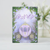 紫色のプリンセスキャリッジによって魅了されるRSVP 出欠カード (スタンド正面)