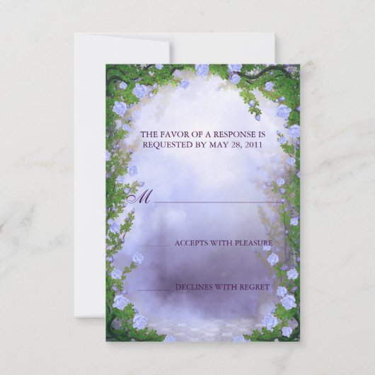 紫色のプリンセスキャリッジによって魅了されるRSVP 出欠カード (裏面)