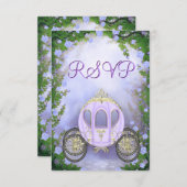 紫色のプリンセスキャリッジによって魅了されるRSVP 出欠カード (正面/裏面)