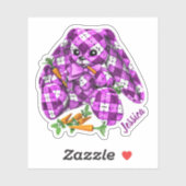 紫色のプレイドバニーnニンジン名 シール (シート)