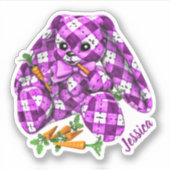 紫色のプレイドバニーnニンジン名 シール (正面)