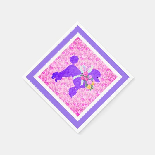 紫色のプードルパーティー供給 スタンダードカクテルナプキン (角)