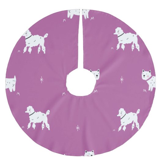 紫色のプードル:モノクロレトロパターン ブラッシュドポリエステルツリースカート (正面)