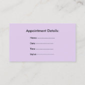 紫色のヘアサロンカード(背面にアポイントメントが付いている) 予約カード (裏面)