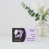 紫色のヘアサロンカード(背面にアポイントメントが付いている) 予約カード (スタンド正面)