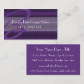 紫色のヘアーサロンのスタイリストの美容師の名刺 名刺 (正面/裏面)