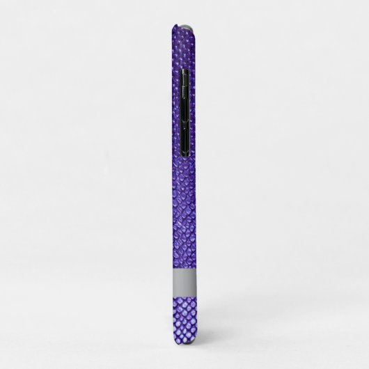 紫色のヘビ革デジタルレザーシルバーメタル Case-Mate iPhoneケース (裏面/左)