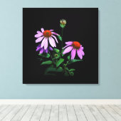 紫色のベニバナを黒に キャンバスプリント (インサイチュ (ウッドフロア))