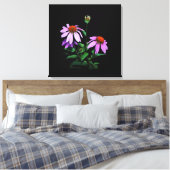 紫色のベニバナを黒に キャンバスプリント (インサイチュ (寝室))