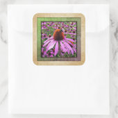 紫色のベニバナエキナセアのワイルドフラワーシール スクエアシール (バッグ)