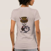 紫色のベビーのこうもりは、白いウサギを後を追います Tシャツ (裏面)