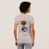 紫色のベビーのこうもりは、白いウサギを後を追います Tシャツ (裏面フル)