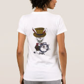紫色のベビーのこうもりは、白いウサギを後を追います Tシャツ (裏面)