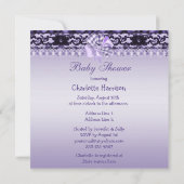 紫色のベビーカーに乗ったかわいい赤ちゃん女の子　ベビーシャワー 招待状 (裏面)