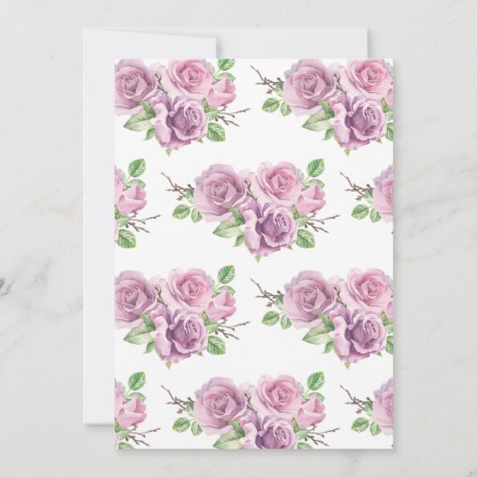 紫色のベビーガールシャワー招待状、紫色の花 招待状 (裏面)